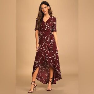 Maroon Floral Lulu’s Wrap Dress